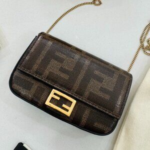 Fendi Nano Baguette in Monogram Leather